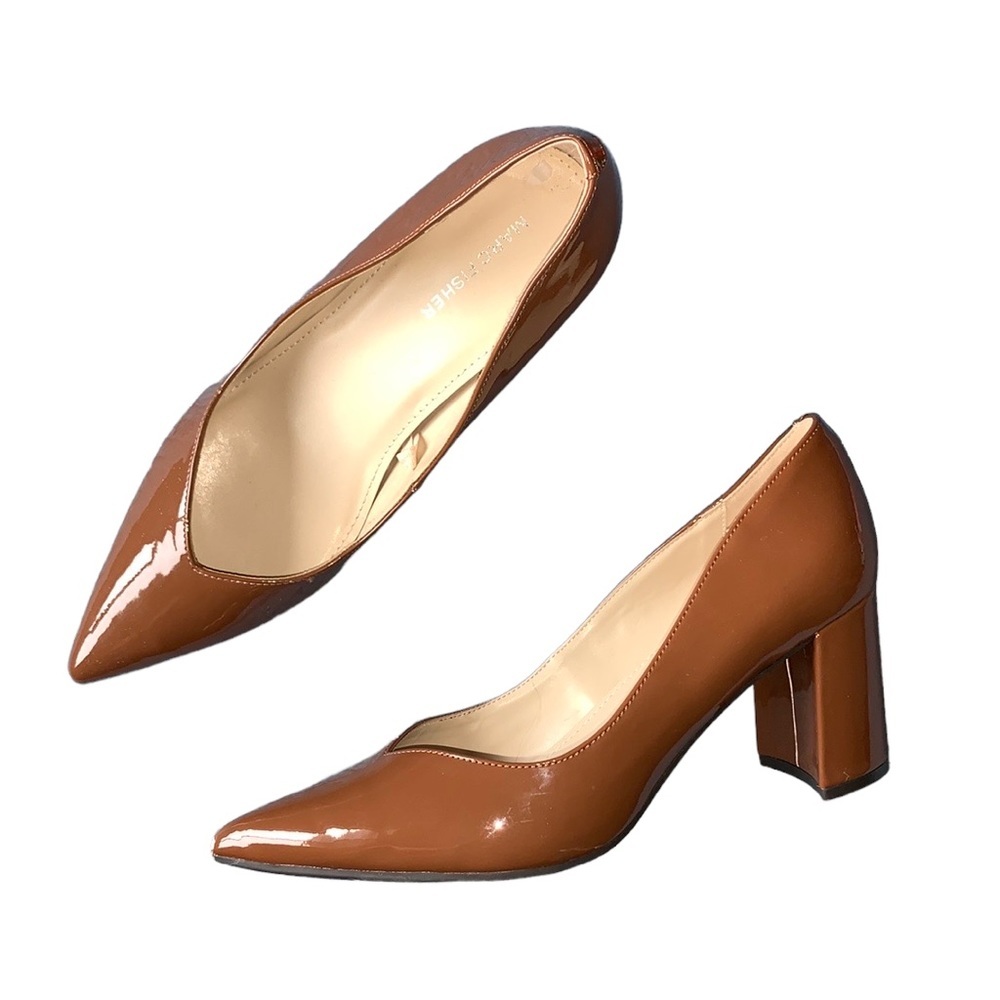 MARC FISHER Brown Patent Block Heels Size 8.5‎